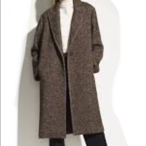 Vince | Wool Blend Twill Coat In Chocolate